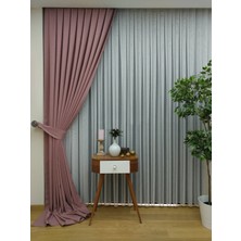 Evdepo Home Pembe Düz Renk Pileli Keten Fon Perde, Normal Pile, Tek Kanat 50 x 250 Cm.