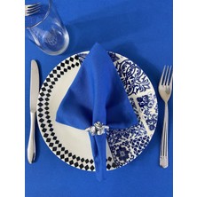 Zeren Home Sıvıya Dayanıklı Servis Peçetesi Saks Mavi 35 x 35 & Yüzük