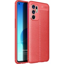 Microsonic Oppo Reno 6 4g Kılıf Deri Dokulu Silikon Kırmızı