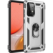 Microsonic Samsung Galaxy A52S Kılıf Military Ring Holder Gümüş