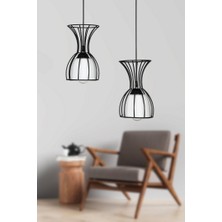 Begüsa Tarz 2'li Camlı Avize Siyah