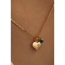 Milet Kuyumculuk MİLET 14 Ayar Altın Kalp Göz Valentino Zincir Kolye