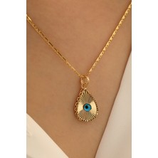 Milet Kuyumculuk MİLET 14 Ayar Altın Işıltılı Damla Göz Valentino Zincir Kolye
