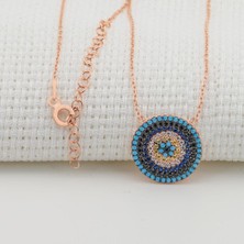 Takıhan Nazar Tasarımlı Zirkon Taşlı Bayan Rose Gümüş Kolye