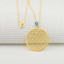 Takıhan Yaşam Çiçeği Nazarlı Bayan Gümüş Kolye