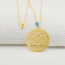 Takıhan Yaşam Çiçeği Nazarlı Bayan Gümüş Kolye