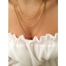 Seramor Aksesuar Üçlü Çelik Ataç Kolye