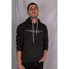 Eliesar Elite  Siyah Renk Kapüşonlu Kanguru Cep Detaylı Erkek Sweatshirt