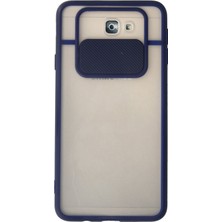 Kzy Samsung Galaxy J7 Prime Kapak Lensi Açılır Kapanır Kamera Korumalı Kılıf - Lacivert