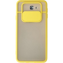 Kzy Samsung Galaxy J7 Prime Kapak Lensi Açılır Kapanır Kamera Korumalı Kılıf - Sarı