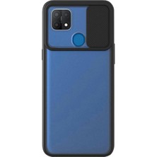 Kzy Oppo A15S Kapak Lensi Açılır Kapanır Kamera Korumalı Kılıf - Siyah