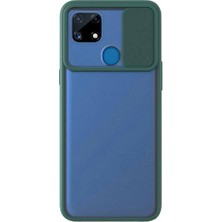 Kzy Realme C25 Kapak Lensi Açılır Kapanır Kamera Korumalı Kılıf - Yeşil