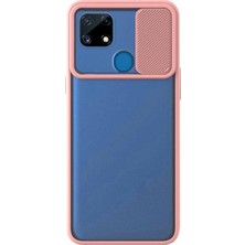 Kzy Realme C25S Kapak Lensi Açılır Kapanır Kamera Korumalı Kılıf - Pudra