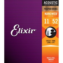 Elixir 16027 Phosphor Bronze Akustik Gitar Teli 11-52