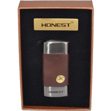 Honest USB Şarjlı Deri Kaplama Metal Şarjlı Kahve Çakmak