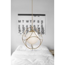 Begüsa Modern Metal Tekli̇ Eski̇tme-Beyaz Camlı Avize