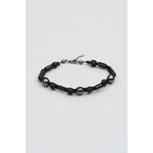 So CHIC Oniks ve Hematit Taşlı Erkek 20 Cm Gümüş Bileklik