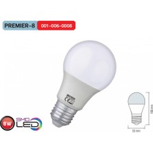 Horoz Premier-8  8W LED Ampül 850LM Beyaz Işık 6 Adet