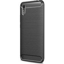Microcase Xiaomi Redmi 9i Sport Brushed Carbon Fiber Silikon Kılıf - Siyah