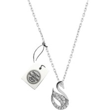 Pigado Gümüş Swarovski Taşlı Swan Model Gümüş Kuğu Kolye