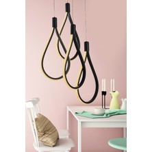 Begüsa Trend Üç Renk Ledli 4'lü Avize Siyah