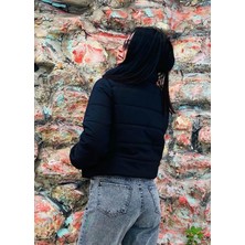 Butik Ponçik Siyah Pufidik Su Geçirmez Şişme Mont