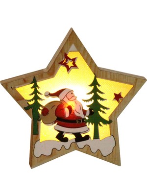 Baosity Ahşap Noel Ağacı Kolye Aydınlık Dekorasyon Yıldız Noel Baba (Yurt Dışından)