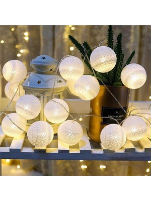 herkesetoptantic Şerit LED Işıklı Koton Top 3 Metre 20’li (Beyaz)