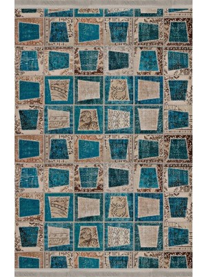 Homier Collection Kısa Saçaklı, Cotton Serisi Yıkanabilir Kaymaz Taban Antibakteriyel Kilim PW-8002B