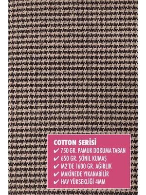 Homier Collection Kısa Saçaklı, Cotton Serisi Yıkanabilir Kaymaz Taban Antibakteriyel Kilim PW-8002B