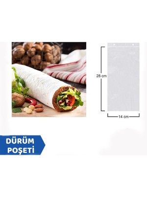 Pack Dürüm Poşeti Şeffaf 14CM x 28CM 1 Kg Kullan At Ürünler İçin Pratik Ambalaj