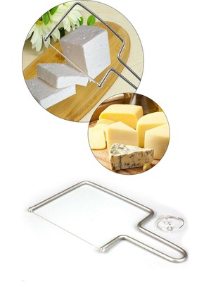 Pratik Mağazam  Paslanmaz Peynir Dilimleyici Peynir Kesme Dilimleme 2 Adet Yedek Telli