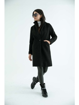 Modaplaza Kadın Kaşe Kaban Uzun Kol Yumuşak Dokulu Sıcak Tutma Özelliği ile 9082 Model