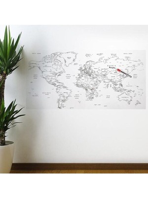Tekno İstanbul Yazılabilir Dünya Haritası Manyetik Duvar Stickerı 110 x 56 cm