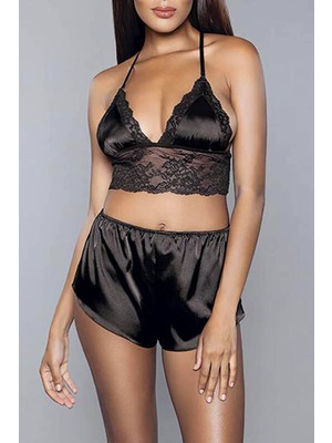 For Dreams Dantel Detaylı Saten Bralet Sütyen Şort Takımı 8308