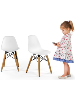 Seduna Eames Child Sandalye 2 Adet | Natural Ahşap Ayaklı