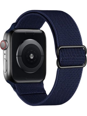 Gregoss Yeni Nesil Apple Saat Band 42-44 mm Ayarlanabilir Elastik Solo Döngü Kordon - Lacivert