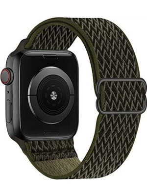 Gregoss Yeni Nesil Apple Saat Band 42-44 mm Ayarlanabilir Elastik Solo Döngü Kordon - Haki Yeşil