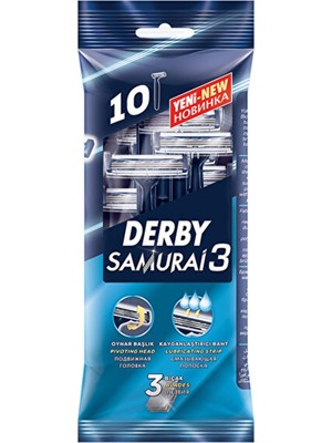 Derby Samurai 3 Bıçak 10'lu Poset Tıraş Bıçağı Ergonomik Tasarım ile Hassas Cilt İçin