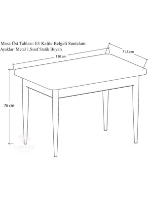 Canisa Concept Nil Serisi, Sabit Yemek Masası, Mutfak Masası