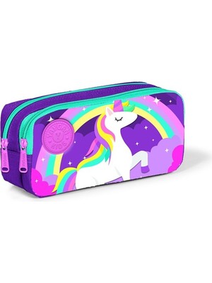 Coral High Unicorn Desenli Mor Renk Kız Çocuk Kalemkutu