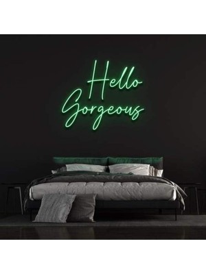 Honey Concept Hello Gorgeous Neon Duvar Yazısı Dekoratif Duvar Aydinlatmasi Gece Lambası