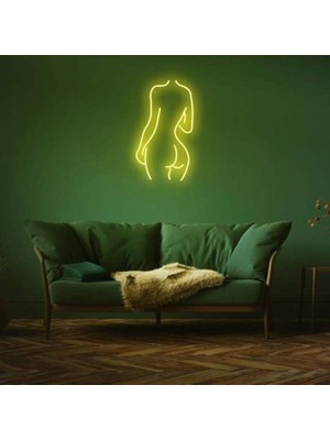Honey Concept Kadın Arka Siluet Neon Duvar Yazısı Dekoratif Duvar Aydinlatmasi Gece Lambası