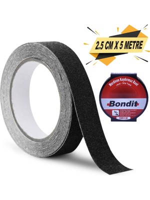 Bondit Merdiven Zemin Kaydırmaz Bant Kaymaz Bant Siyah 25 mm x 5 M