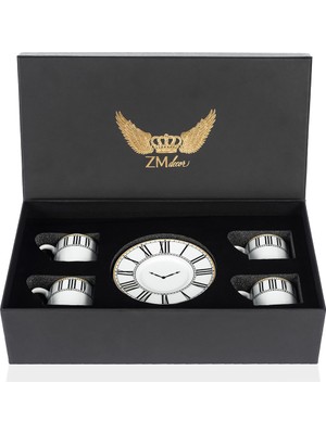 ZM Decor Saat Türk Kahve Seti 4'Lü & Hediye Kutulu