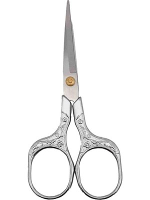 Angel Çanta Aksesuar Vintage Makas Çiçek Desenli Gümüş