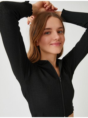 Koton Fermuarlı Fitilli Hırka