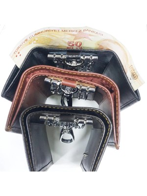 Sanalbolluk Siyah Renk-Para Gözlü Deri Anahtarlık