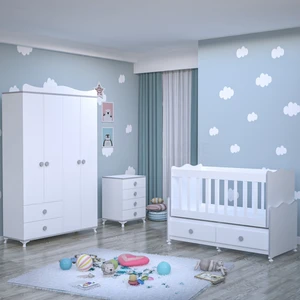 Garaj Home Elegant Yıldız 4 Kapaklı Bebek Odası Takımı-Gri