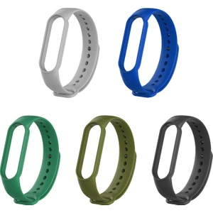 Xiaomi Mi Band 5 ve 6 Uyumlu Silikon Kordon 5'li Set 13